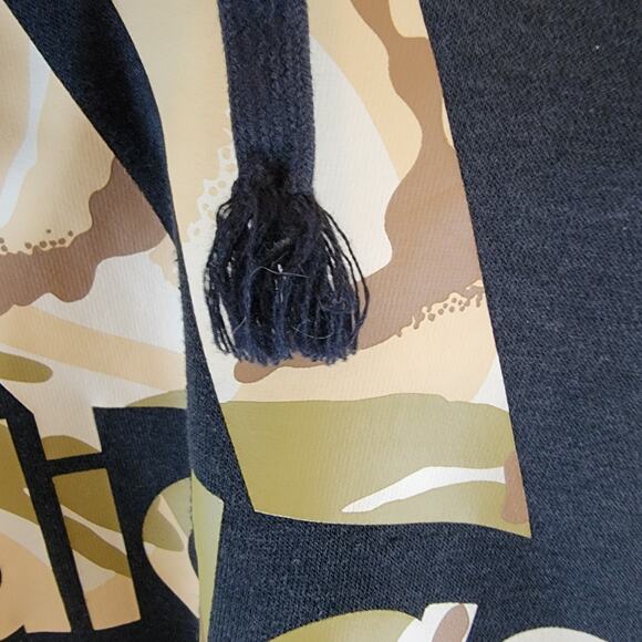 Adidas XL Black Hoodie Camo Logo Bleach Stained Distressed Streetwear - Picture 7 of 8